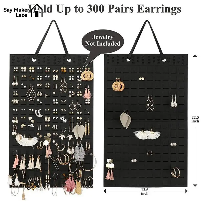 

1Pc Felt Earrings Storage Hanging Bag Wall Hanging Jewelry Hanging Bag Necklace Ring Storage Bag Home Organizer Jewellery Holder