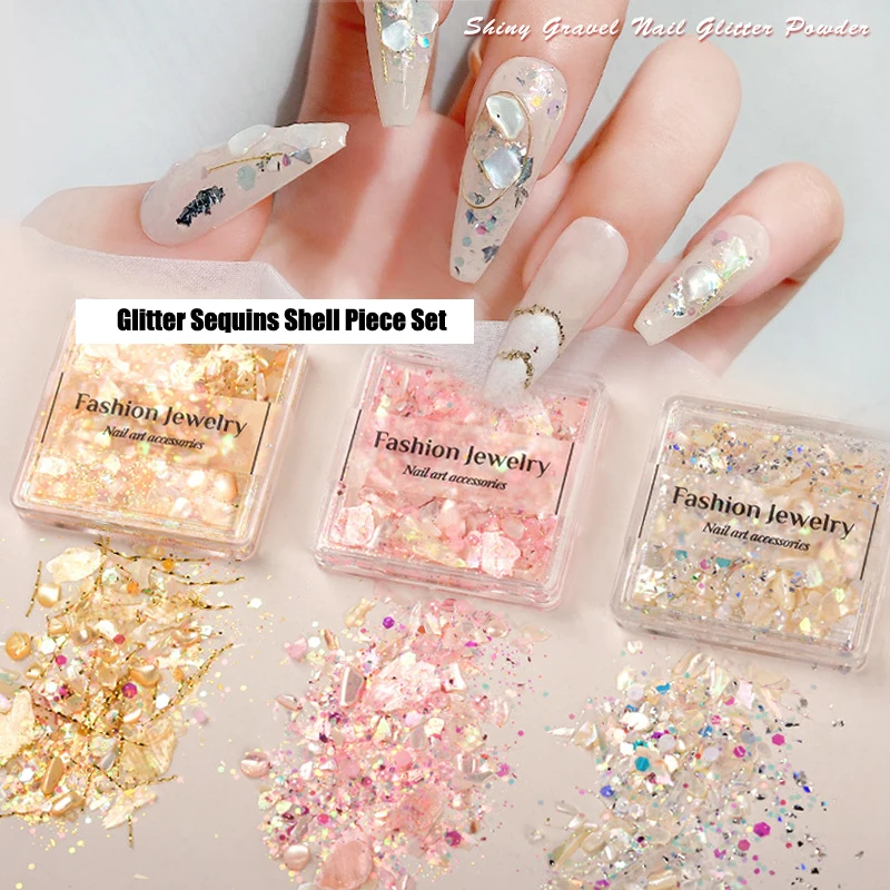 

Glitter Abalone Shell Fragments Texture Flakes For Nail Art Decoration, 3D Sequins Charms Slices DIY Salon Paillette Accessories