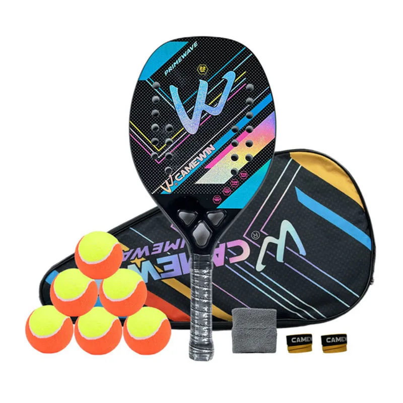 In Stock 3K Camewin Full Carbon Fiber Rough Surface Beach Tennis Racket With Cover Bag Send Overglue Gift Presente Black Friday