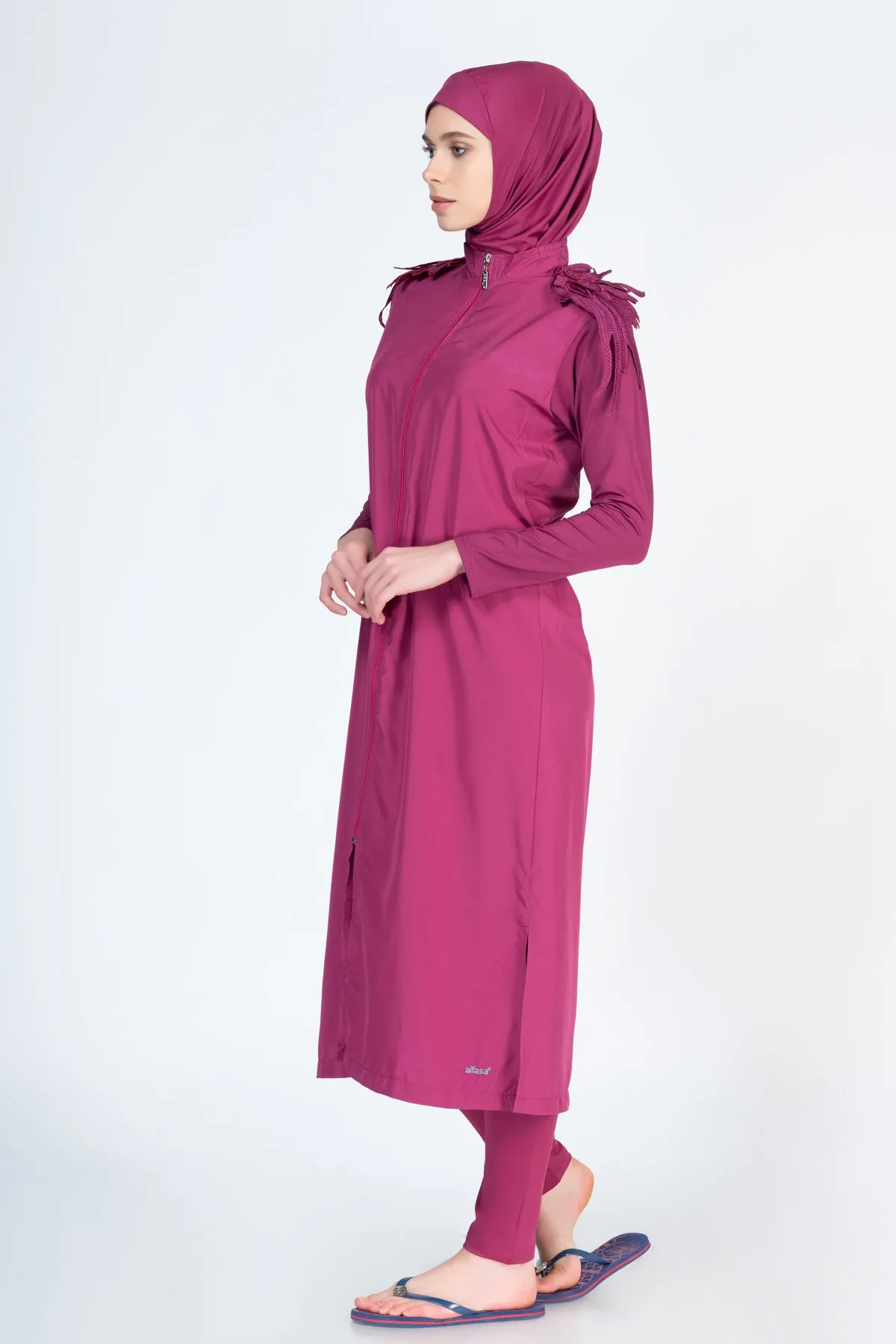 

Alfasa 307 Long Sleeve The Tights Shoulder Detail Full Off Hijab Swimwear damson