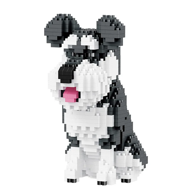 

BALODY 18242 Micro Blocks Cartoon Animals Kawaii Schnauzer 3D Model DIY Cute Pet Dog Building Bricks Set Toys for Children Gifts