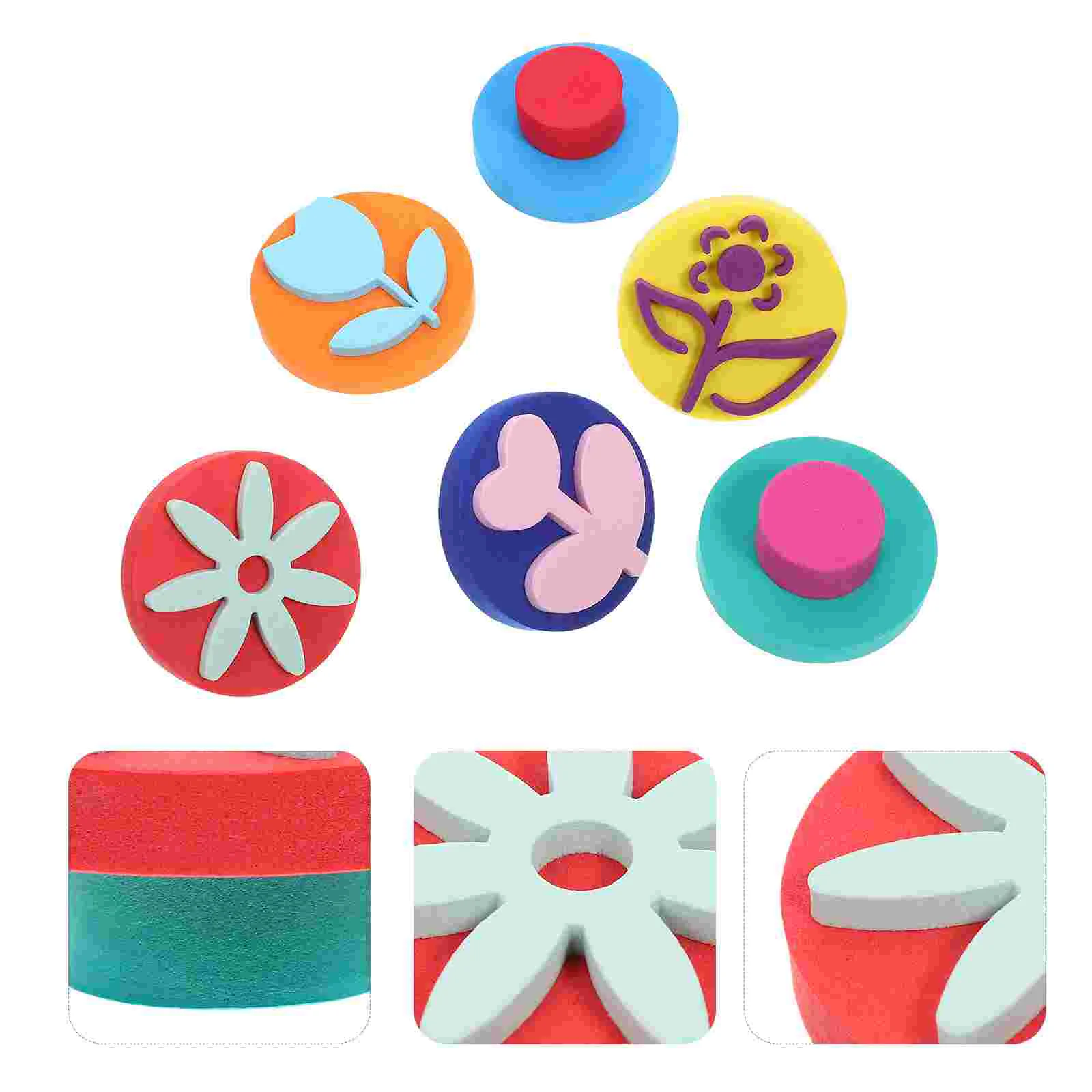 

6 Pcs Children Painting Sponge Graffiti Painting Sponge Blocks Sponge Seal Random Color