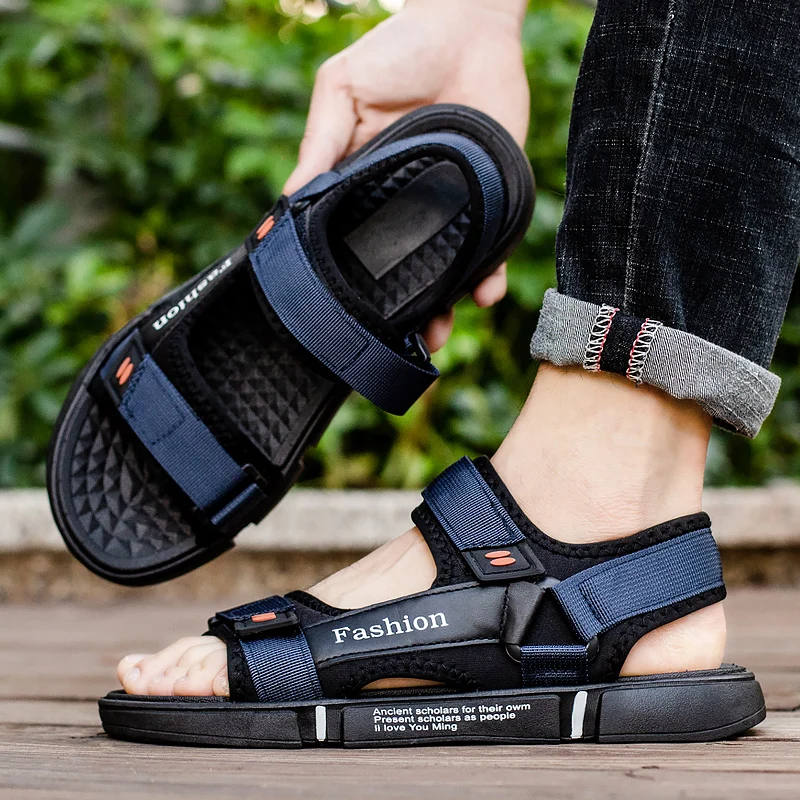 Fashion Men Beach Sandals Microfiber Leather New 2022 Male Slippers Outdoor Footwear Soft Breathable Summer Shoe for Man Flops