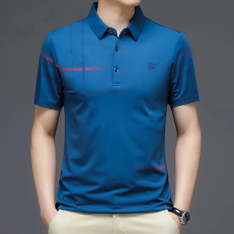 

2023 Fashion Men's Short-sleeved Polo Shirt Pure Color Cultivate Moral Character Design Solid Color Men's Classics Polo Shirt