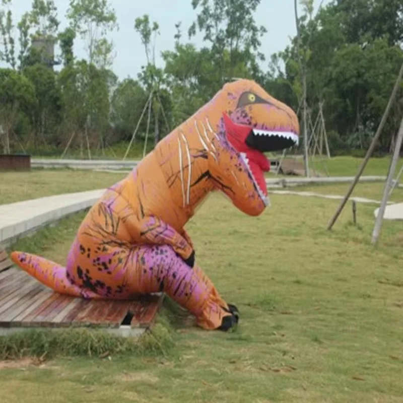 Надувной костюм динозавра на Хэллоуин дизайн тираннозавра Рекса с вышивкой