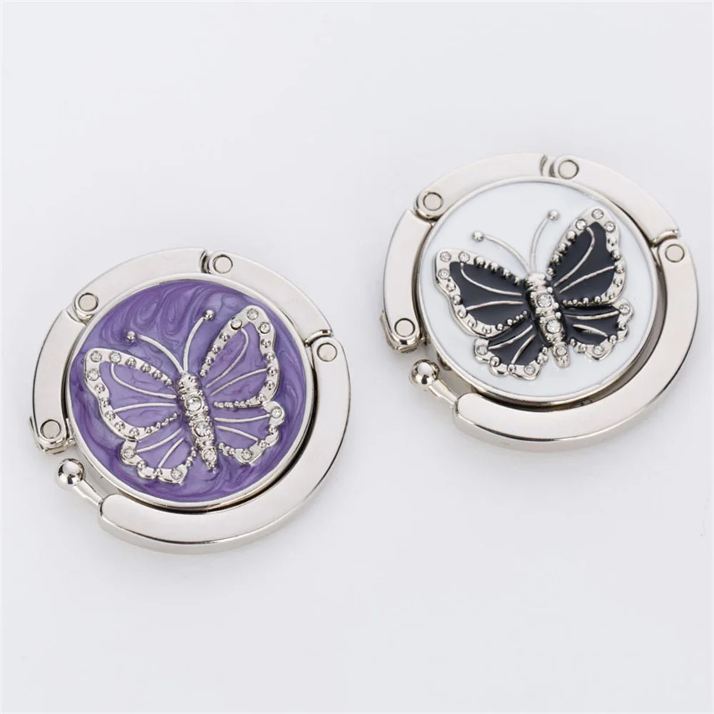 

Folding Purse Hook Bag Holder Butterfly Shaped Round Metal Hanger Hook Handbag Table Hook Home Office Travel Portable Bag Hook