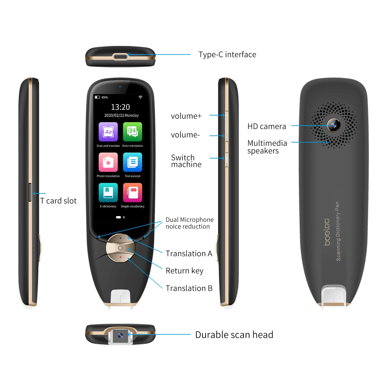 Boeleo S35 Smart Voice Translator 3.5" Screen Dictionary Translation Pen Scanner Text Scanning Device 116 Languages | Электроника