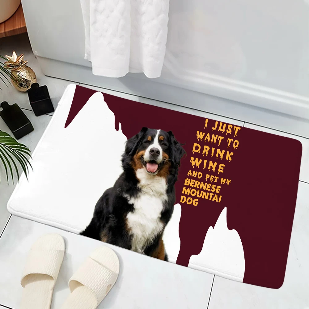 

Коврик для пола CLOOCL Бернская горная собака, я просто хочу пить вино и домашних животных, 3d-принт, фланелевый комнатный коврик для ванной