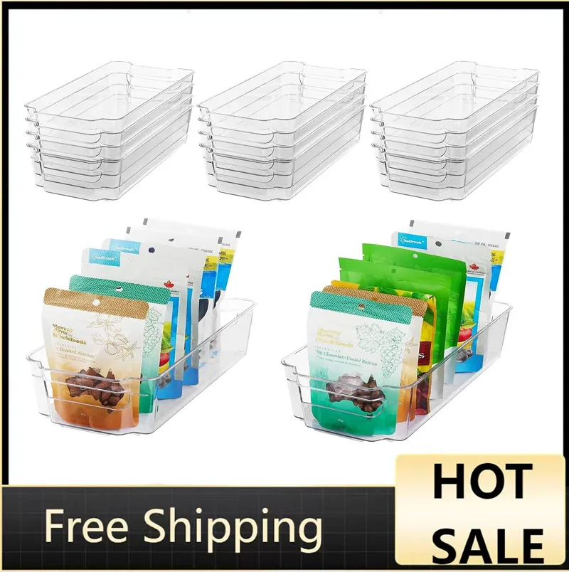 

HOOJO Refrigerator Organizer Bins - 14pcs Clear Plastic Bins For Fridge, Freezer, Kitchen Cabinet