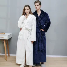 Female Autumn and Winter Warm Long Coral Velvet Thick Couple Bath Bathrobes Men Women Pajamas Shower Robe Bath Towels For Adults