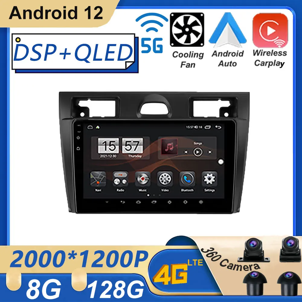 

9 Inch Car Moniter Android 12 For Ford Fiesta Mk VI 5 Mk5 2002 - 2008 Player Navigation Video Multimedia Wireless Carplay Auto