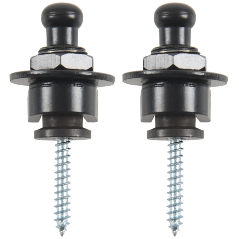

2X Strap Lock Straplocks Round Head For Electric Guitar Bass Black