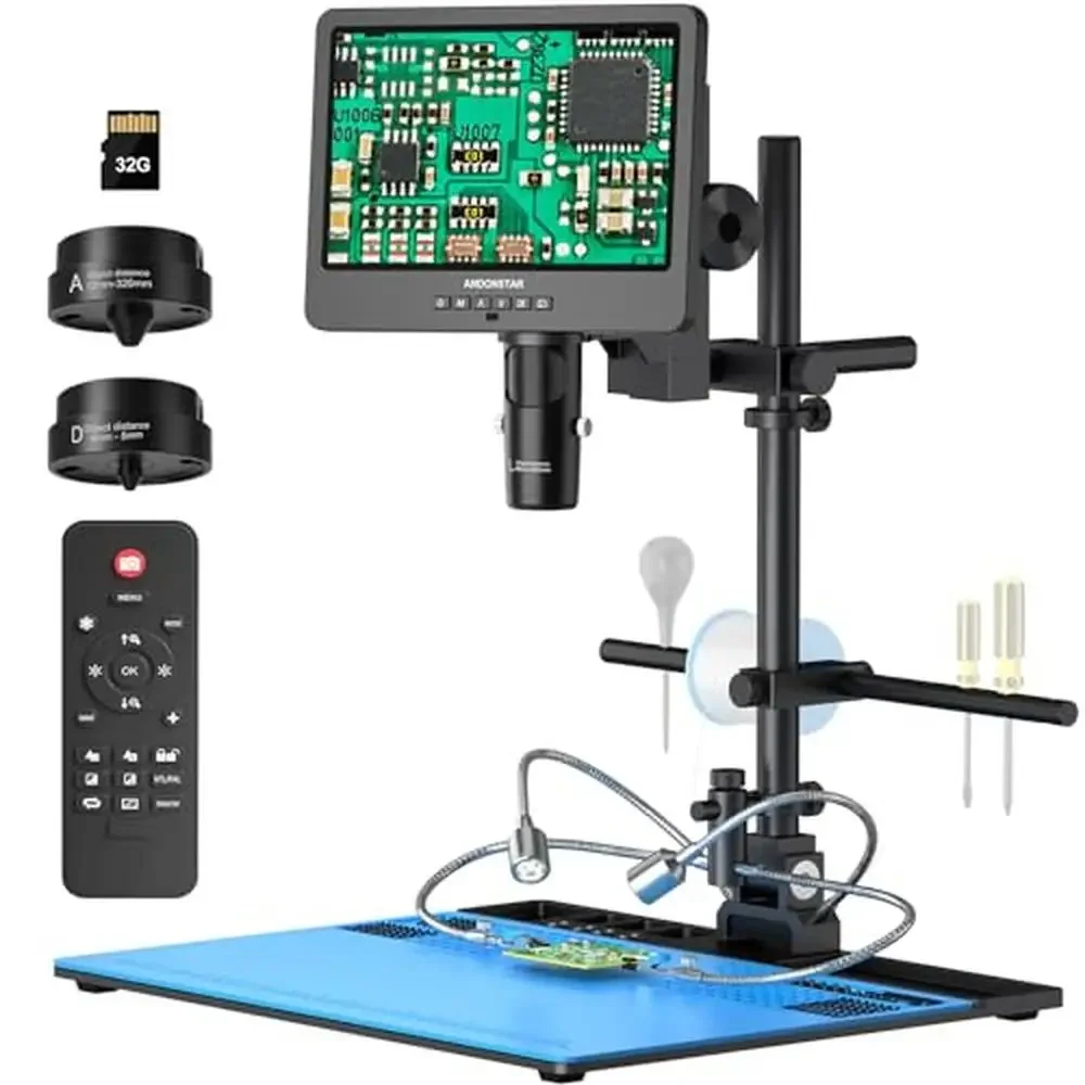 Цифровой микроскоп 10 1 дюйма HDMI 2160P видеозапись 2000X 3 объектива паяльная станция