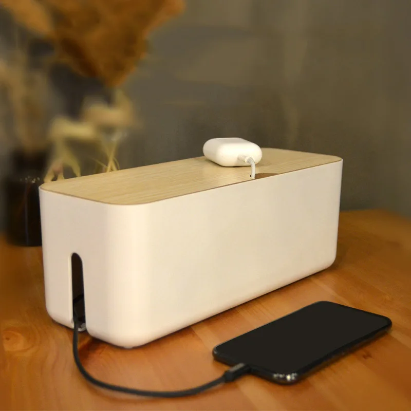 Деревянный ящик для хранения кабелей домашнего офиса проволочный прямоугольный