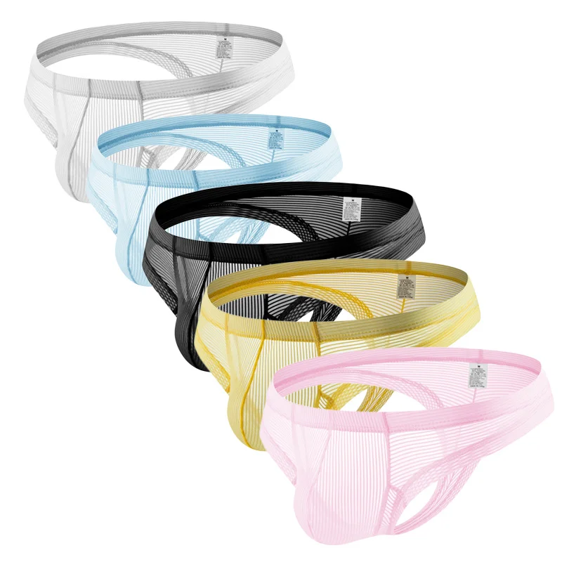 5PCS Men's Underwear Thong G-String Perspective Temptation Men's Sexy Big Thong Men's Erotic Tanga Bikini T-Back Low Waist