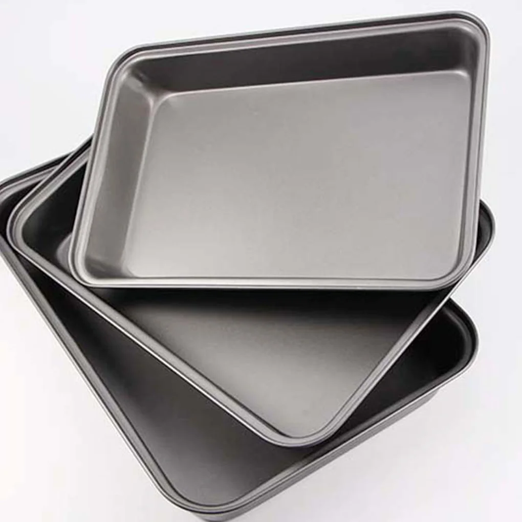 

3 Pieces Non Stick Tray Cookie Baking Pan Carbon Steel Mold Rectangle Shape Tin Dishwasher Safe Bakeware Home Hotel