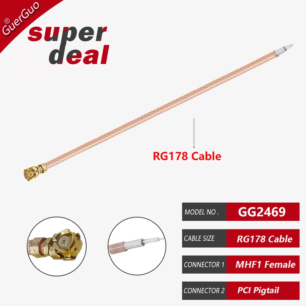 

GuerGuo RF-косичка кабеля MHF1/4 5 см