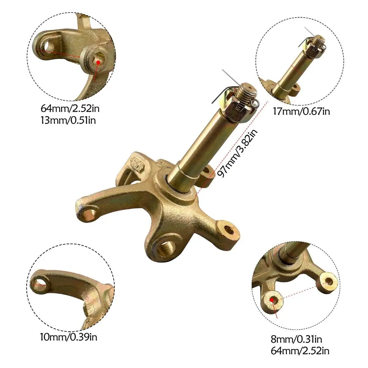 ondę przedniego zawieszenia TDPRO Go Kart. Zespół wahacza amortyzatora. Piasta zwrotnicy.