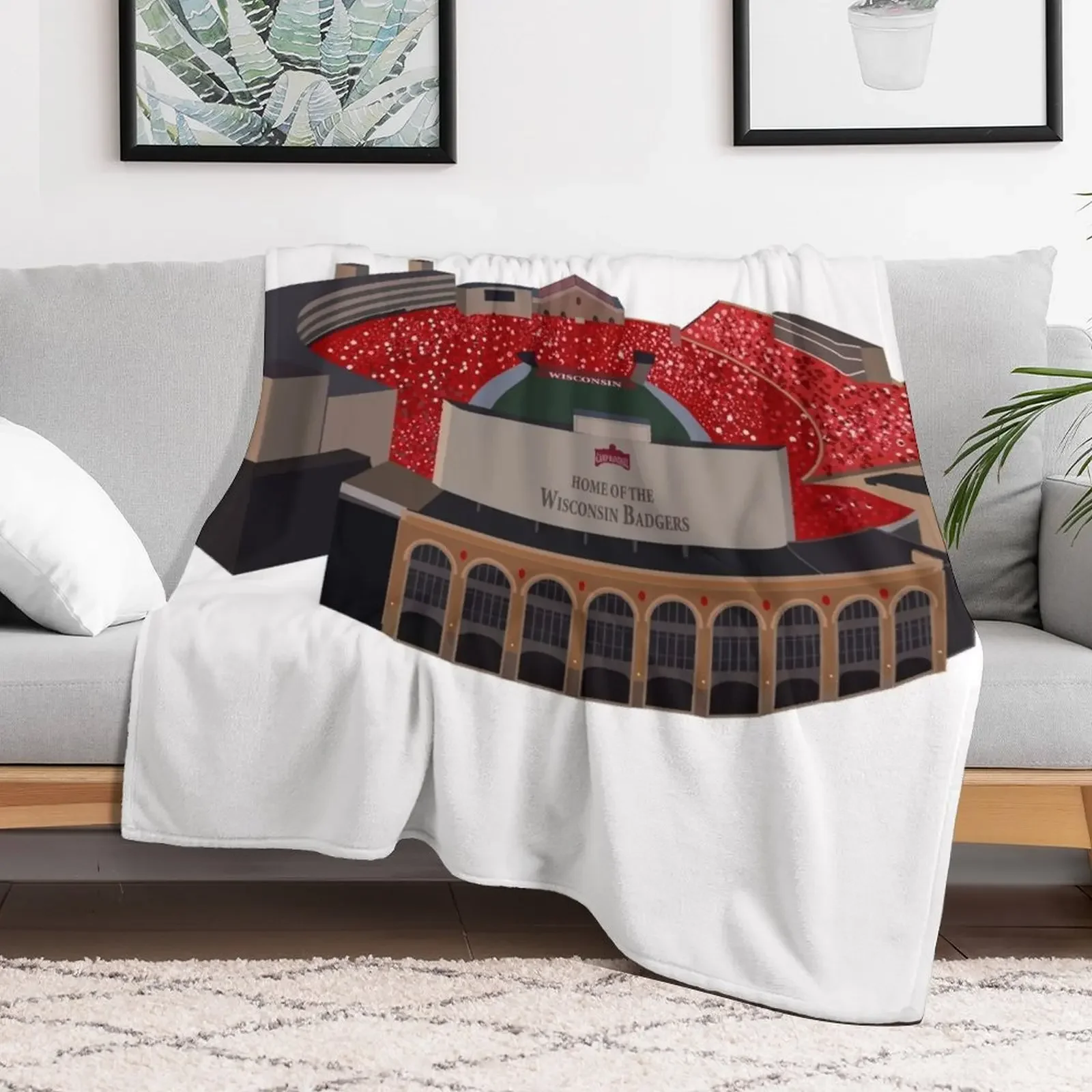 Фото Плед Camp Randall, уютное домашнее одеяло, подарок на Рождество и праздники №2