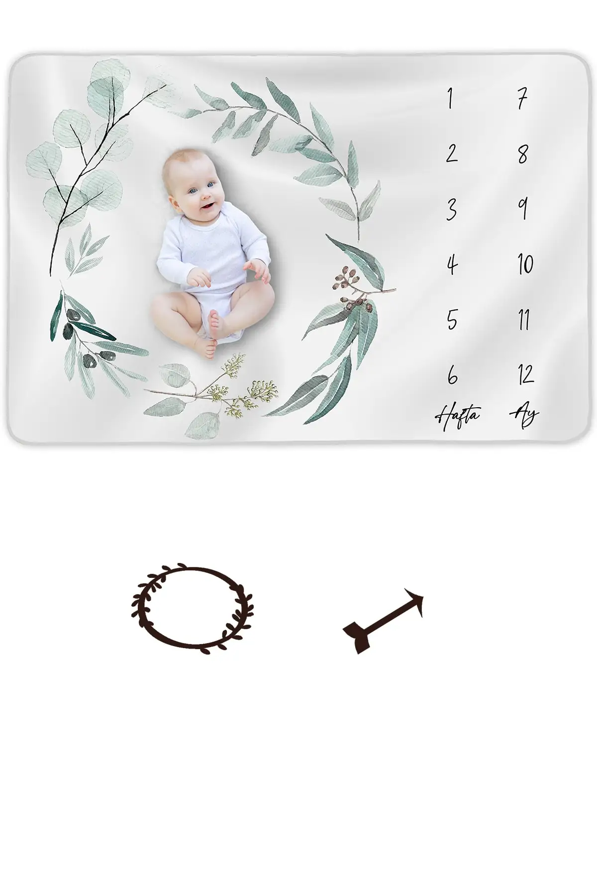 Baby Moment Blanket, Newborn Months Old Concept Photo Shooting Blanket 150x100cm, Gift Polyester Green