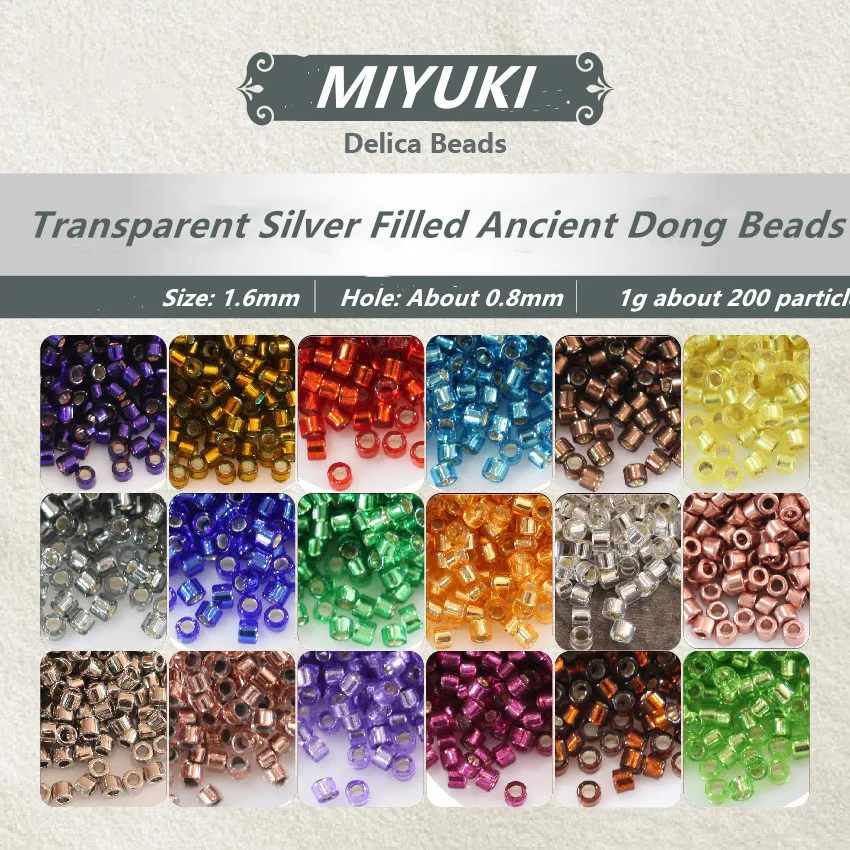 1.6mm Japanese imported Miyuki antique pearl Delica rice bead transparent silver filling series DIY jewelry material accessories