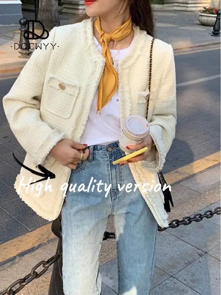 

2023 New Winter Clothes Women O-Neck Temperament Small Fragrance Style Coat Korean Fashion Casual Versatile Top Women Clothing
