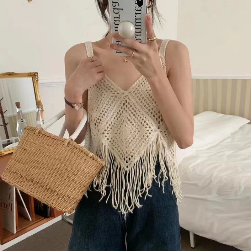 

Дизайнерский нишевый остров, праздничный вязаный крючком жилет, Женский Топ