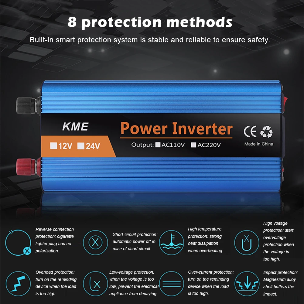 

1600W Car Power Inverter DC 12V/24V to AC 220V with 5V/2.1A USB Ports LCD Display Universal Adapter for Phone Tablet Power Bank