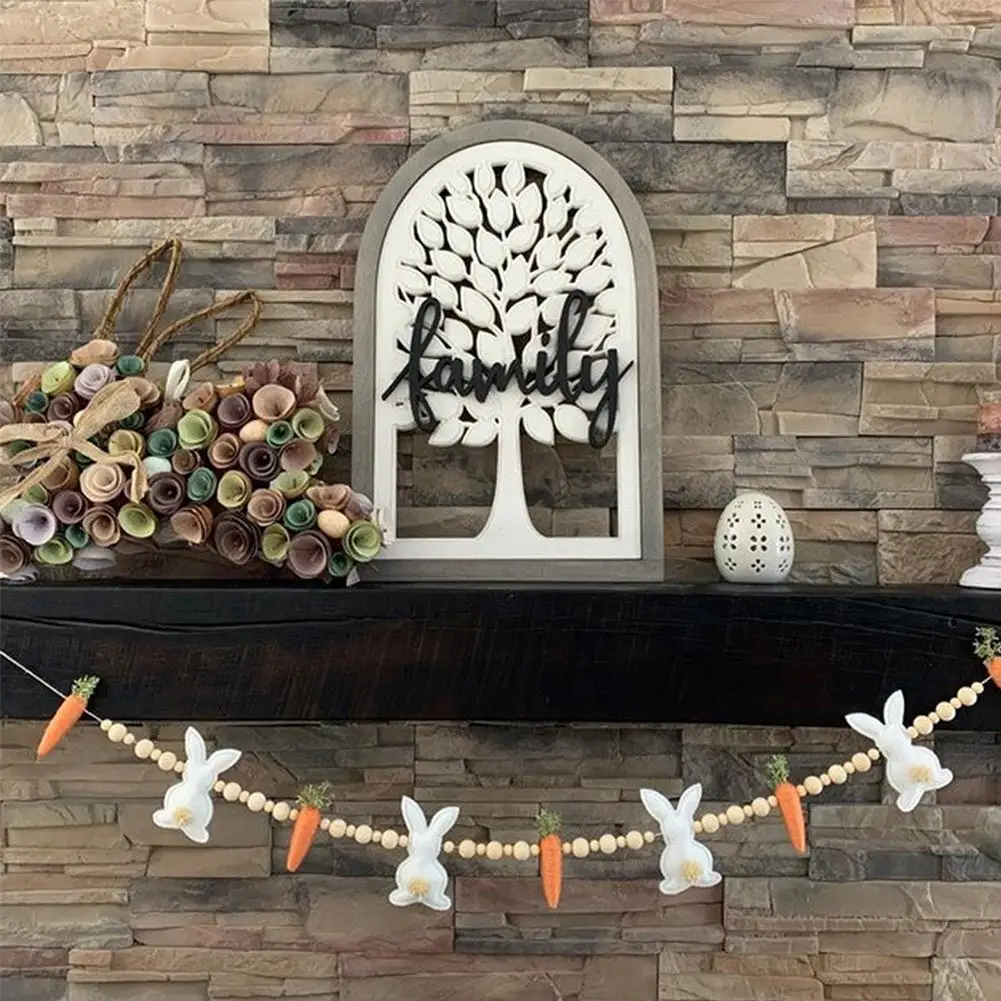 Пасхальный кролик морковная гирлянда фетровая с деревянными бусинами для