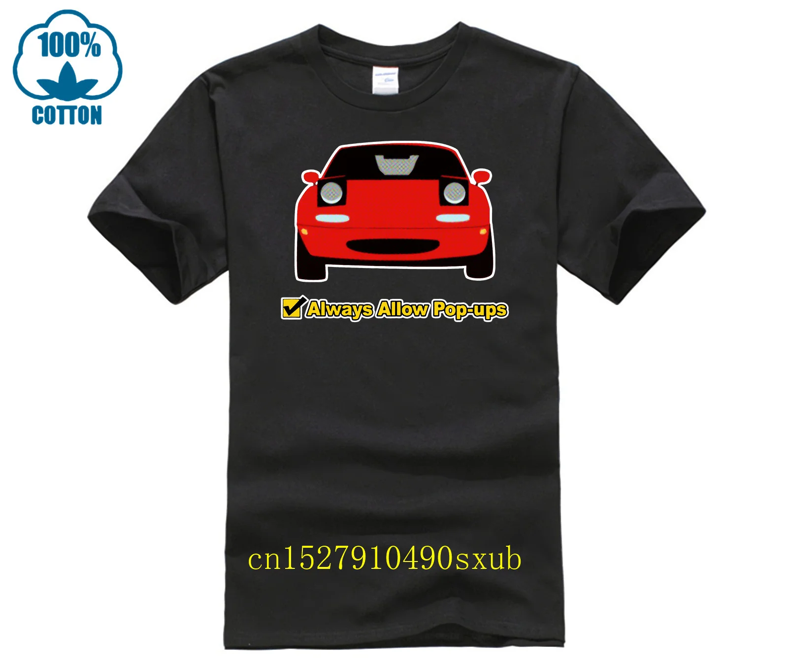 JDM Always Allow Pop-Ups — подарочная футболка Miata MX-5 мужская хлопковая с короткими