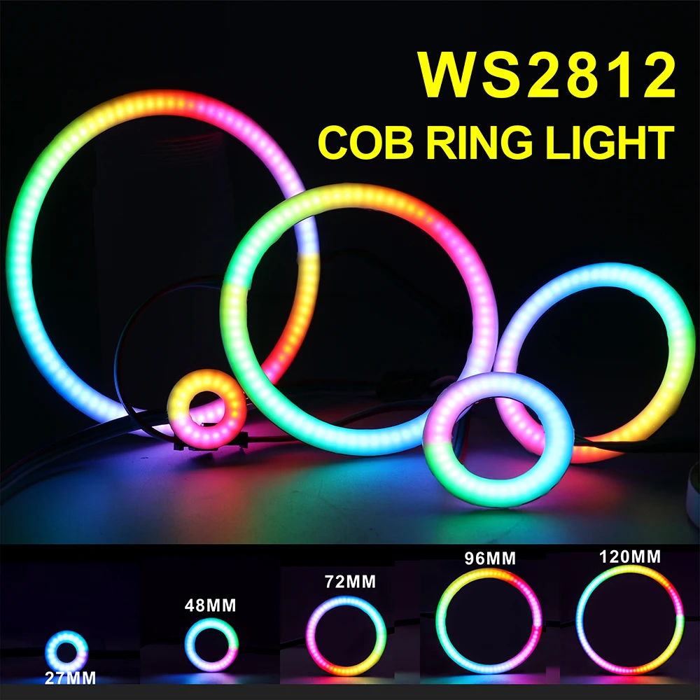 Фото Светодиодный кольцевой модуль WS2812B COB, 5В, RGB, 18/36/54/72/90 светодиодов, с индивидуальной адресацией, встроенный чип WS2812, умный, DC5V, RGB FCOB, на печатной плате, 5В №1