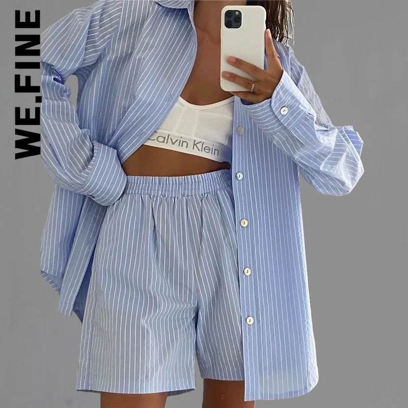 

We.Fine Women Set Fashion Chic Sets Lady Short Pants Women Sports Pants Basic 2 Piece Set Elegant Loose Female Women Tracksuit