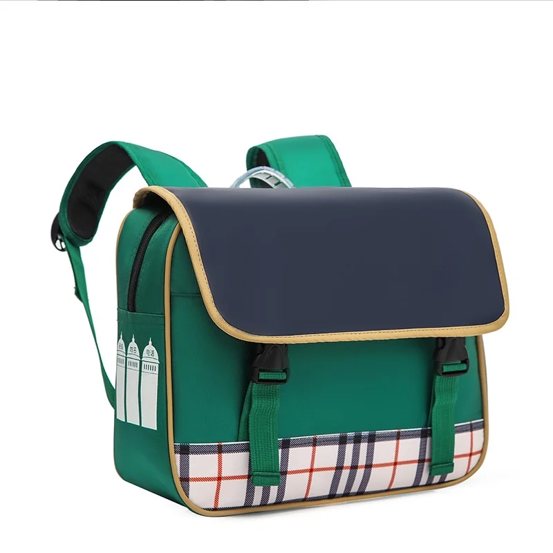 Children Simple Horizontal British Style PU Oxford Backpacks New Girls Boys Students Fashion Lattice Small School Bags Hot