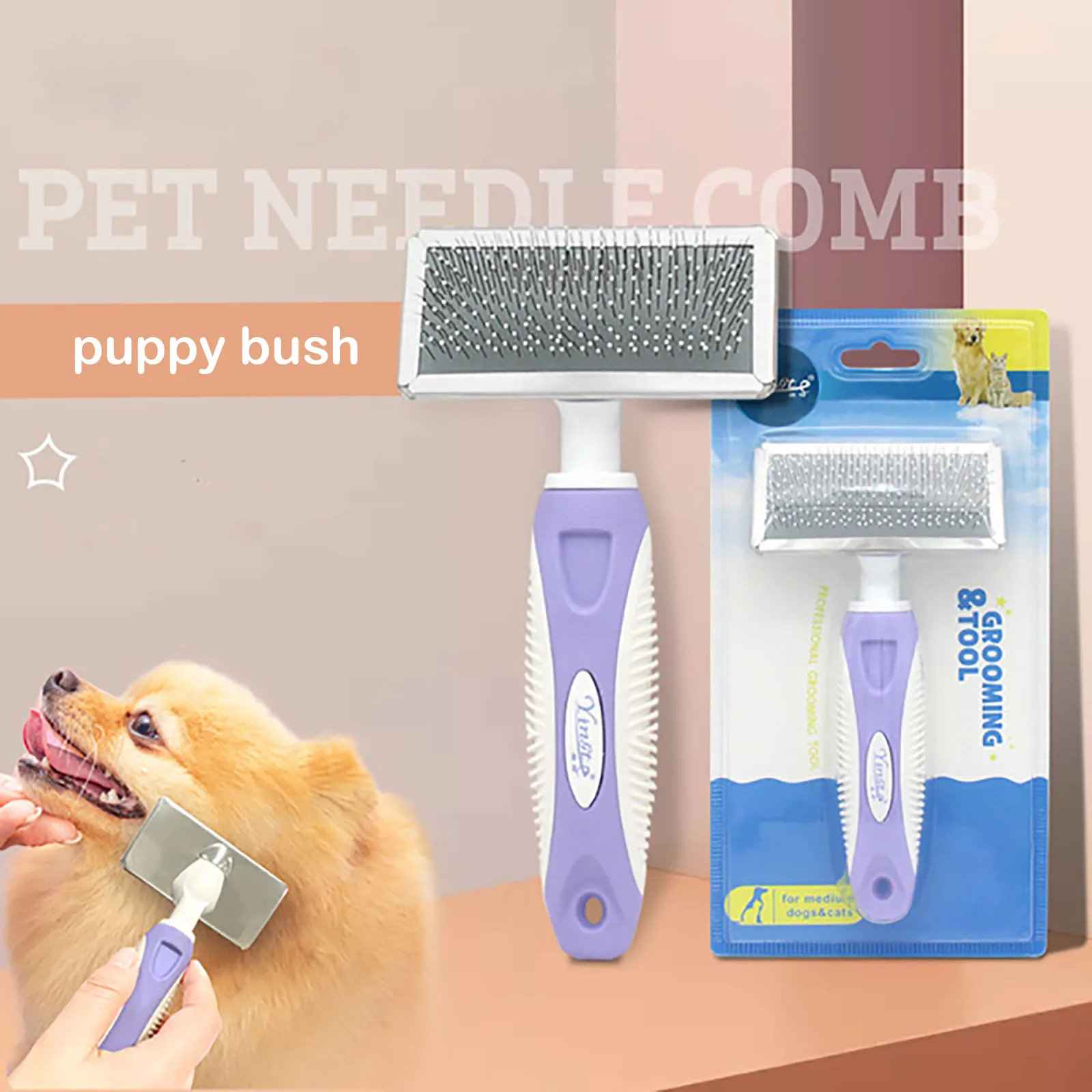 Pet Fur Cleaning Brush Grooming Large Size Combs Tool Candy Color Non-slip Pets Dog Puppy Pet Cat Hair Removal Needle Combs
