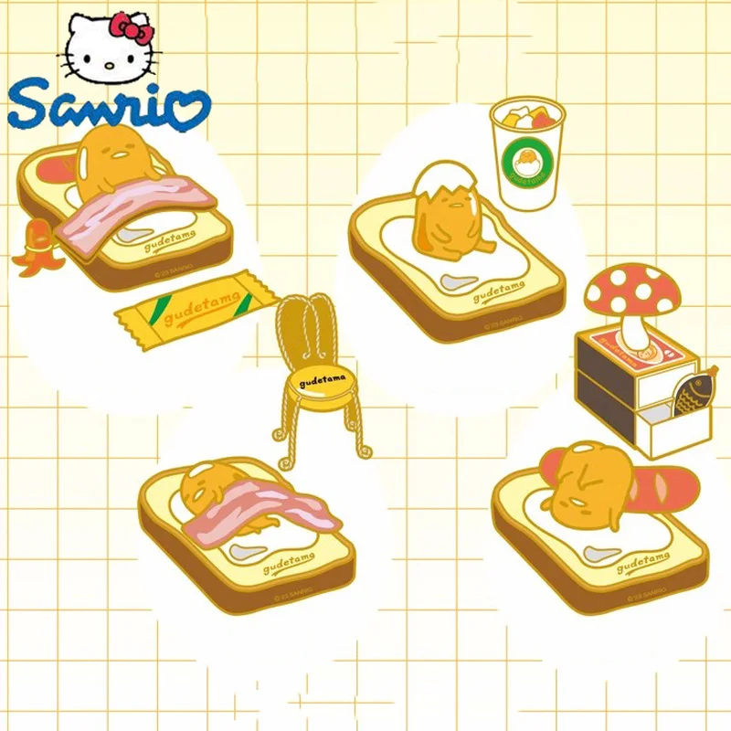 

Sanrio Gudetama 10th Anniversary Alloy Refrigerator Sticker Figure Anime Cartoon Keychain Backpack Pendant Limit Card Holder