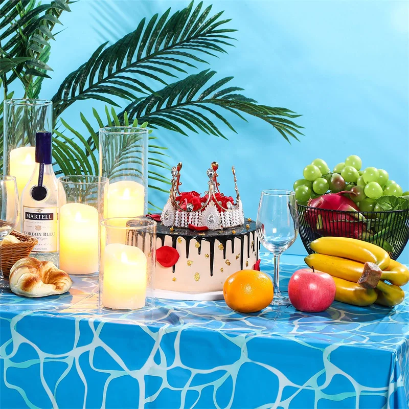 

Ocean Wave Tablecloths Baby Shower Birthday Party Decorations Disposable Plastic Table Cover Wedding Bachelor Party Supplies