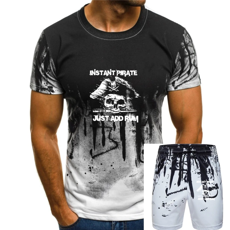 

2020 Fashion Short Sleeve Black T Shirt Fitness Clothing Male Tops INSTANT PIRATE ADD RUM pirates booze alcohol T-shirt
