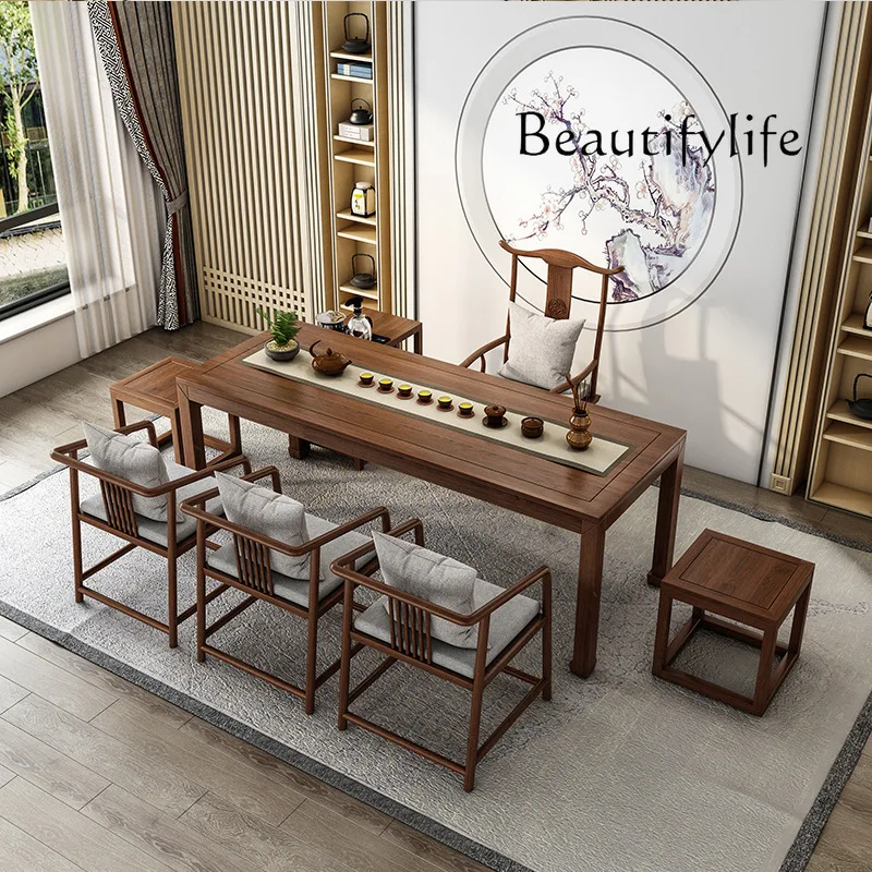 Новый китайский стиль из цельного дерева большой чайный столик дзен для отдыха