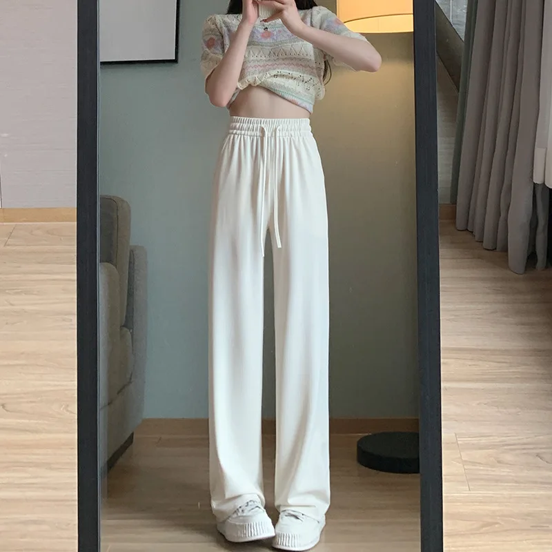 

Брюки женские драпированные прямые с завышенной талией, универсальные повседневные солнцезащитные брюки из вискозы, с широкими штанинами, весна-осень-лето