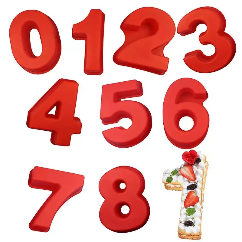 

Silicone Number Molds 3D 0-9 Numbers Shape Silicone Mold For Cake Making Easy Demoulding DIY Mould For Chocolate Fondant Candy