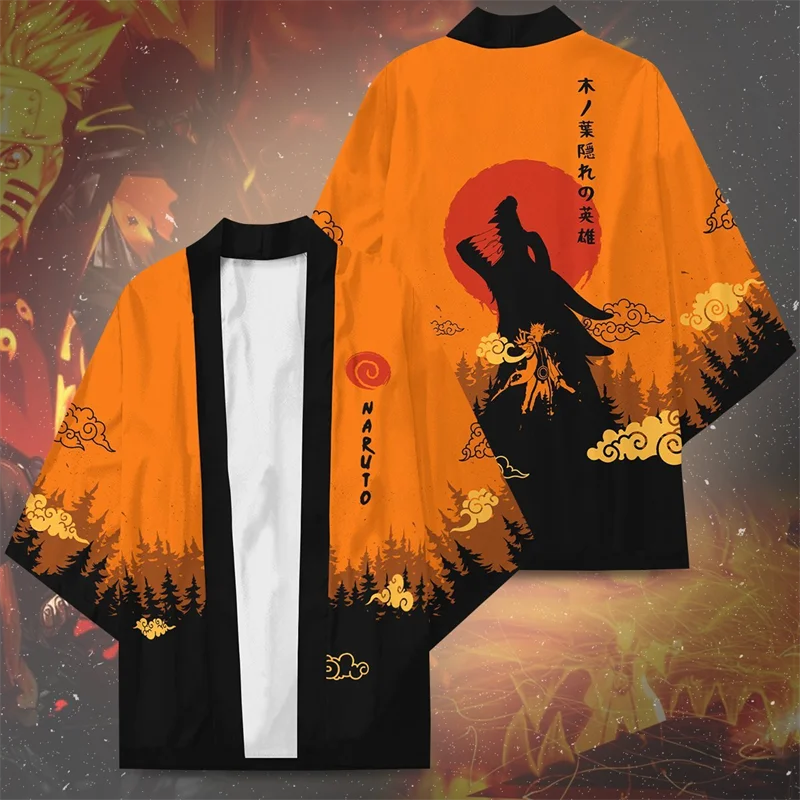 

Japanese Anime Ninja Movie Men's Jacket Fashion Cardigan Kimono Men's Traditional Bathrobe T-shirt COS Play Hokage Clothes