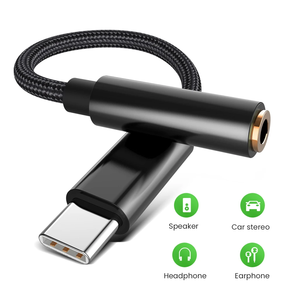 

Type C to 3.5mm Earphone Jack AUX USB C Cable Headphones Adapter 3.5 Jack Audio cable For Huawei V30 mate 20 P30 pXiaomi Mi 9 10