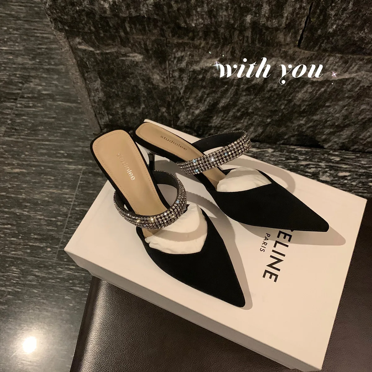 

Luxury Rhinestones Chains Women Pumps Designer Sandals High Heels Summer Ankle Strap Party Shoes Star Style Wedding Prom Shoes