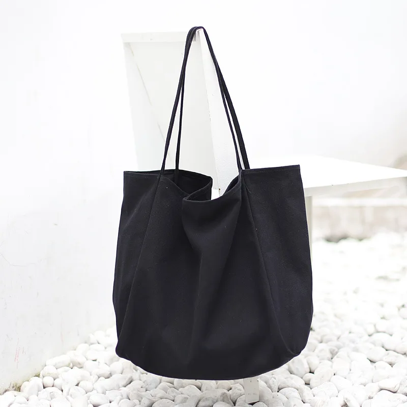 2023 New Korean Style Simple Large Capacity Shopping Bag Ins Mori Artistic Canvas Shoulder Bag Casual Retro Solid Color Tote