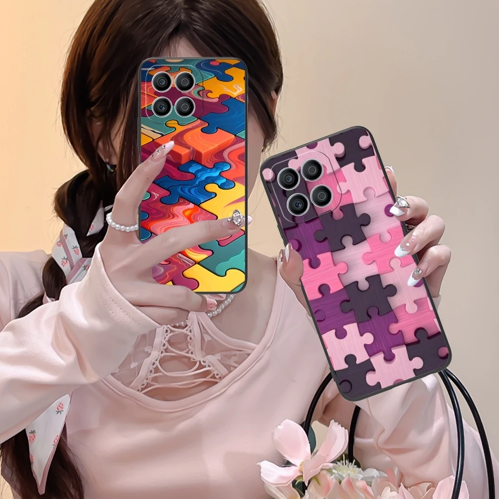 Puzzle Pretty Fashion Mobile Cell Phone Case for Huawei Honor 90 80 70 60 50 30 20 10 9 8 7 Pro S SE Lite 5G Black Cover Shell