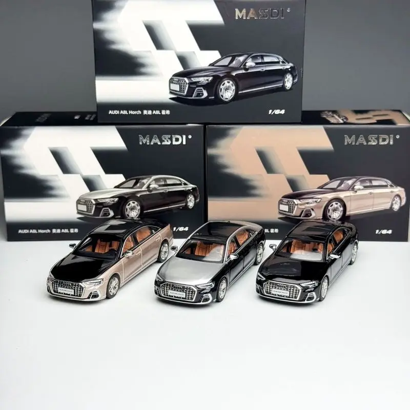 Фото MASDI 1/64 Audi A8L Horch, литая модель автомобиля, коллекционная игрушка из сплава, подарок для мальчиков # пеееее №1