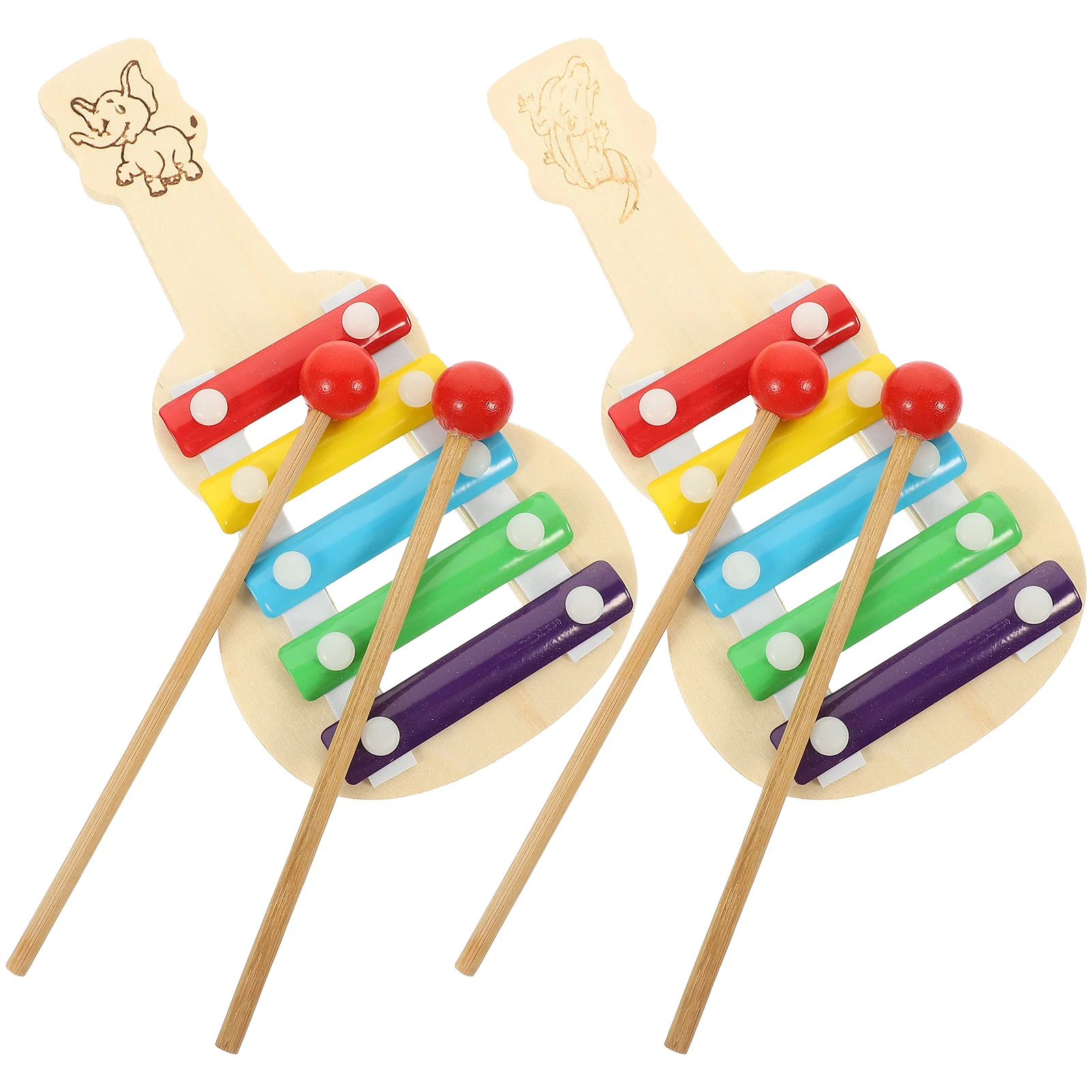 

2 Sets of Wooden Musical Toddler Xylophone Set Kids Musical Instruments