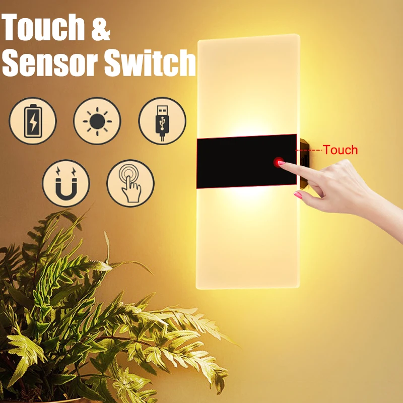 

Индукционный настенный светильник, лампа с датчиком движения, магнитная настенная лампа, ночсветильник для спальни, коридора, домашняя при...