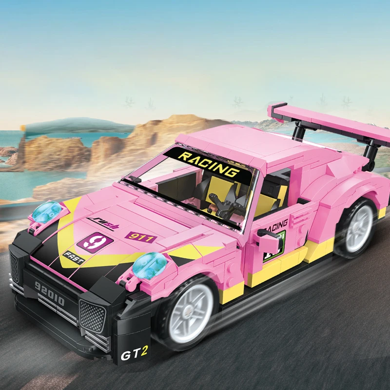 

911 GT2 Pull Back Car Vehicle Racing With High-Tech Parts Gearbox Bricks Toys Building Blocks Model Creative Home Ornament