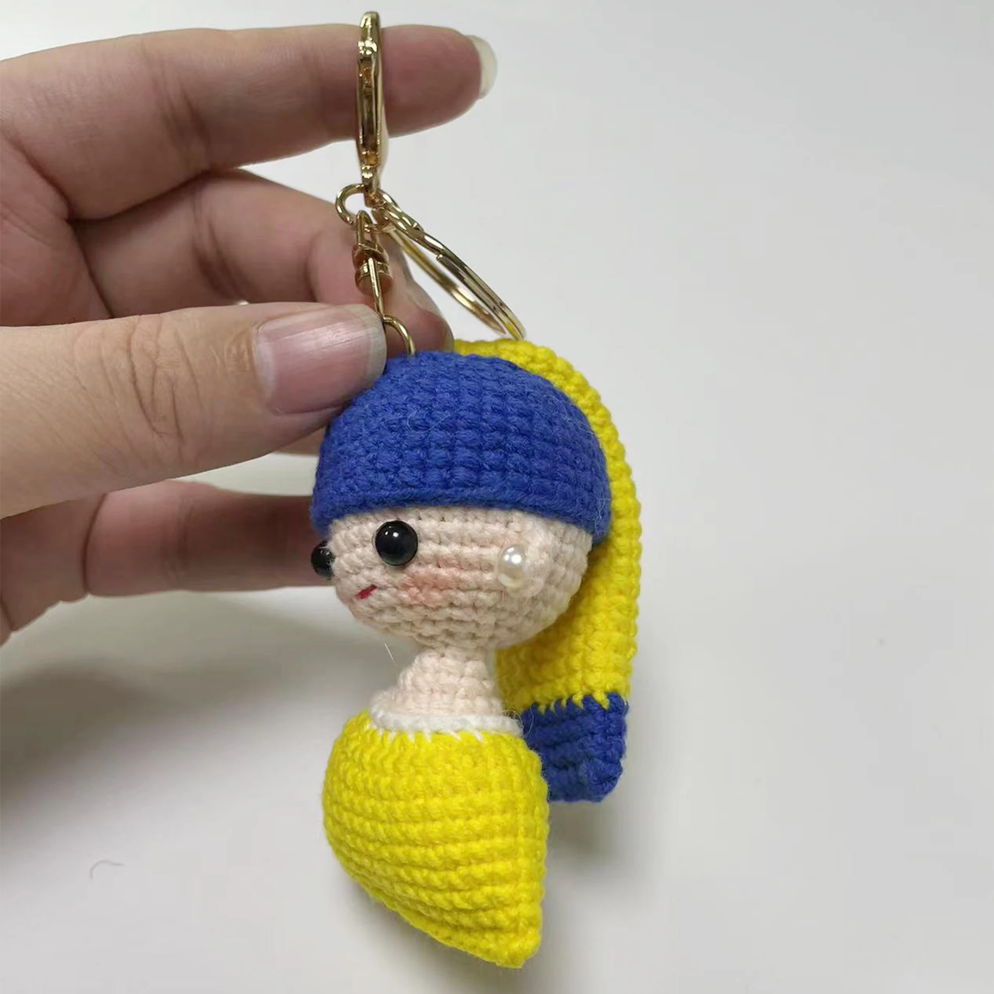 

Wool Knitting Cartoon Doll Girls Cute Key Chain Handmade Small Pendant Finished Weaving Craft Cute Unique Shape